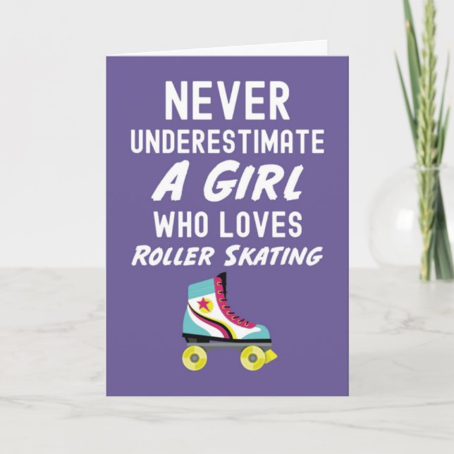 Tarjeta Cute Pink Roller Skater Cards For Baby Girls Kids (Anverso)