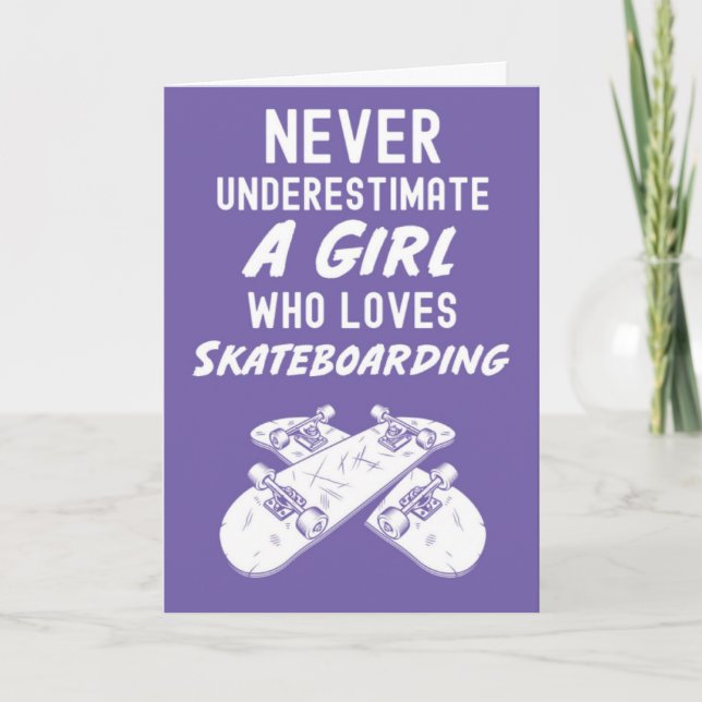 Tarjeta Cute Pink Skateboarding Cards For Girls Skateboard (Anverso)