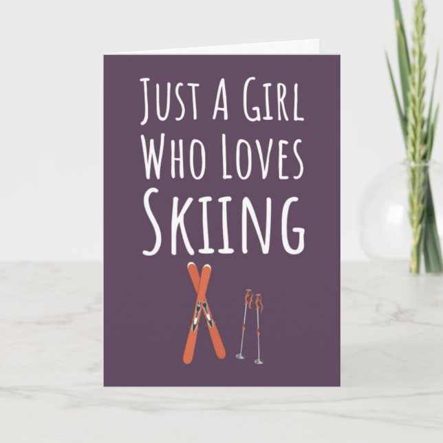 Tarjeta Cute Pink Ski Cards For Baby Girls Kids Skier (Anverso)