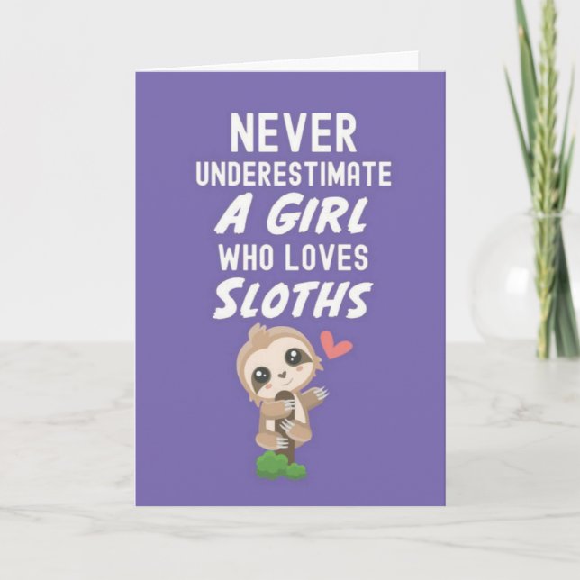 Tarjeta Cute Pink Sloth Cards For Baby Girls Kids Animals (Anverso)