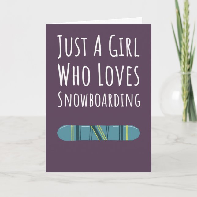 Tarjeta Cute Pink Snowboarder Cards For Girls Winter Sport (Anverso)