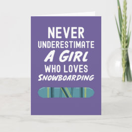 Tarjeta Cute Pink Snowboarding Cards For Baby Girls Kids