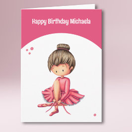 Tarjeta Cute Pink Tutu Ballerina Chica Cumpleaños