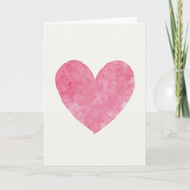 Tarjeta Cute Pink Watercolor Heart Card (Anverso)