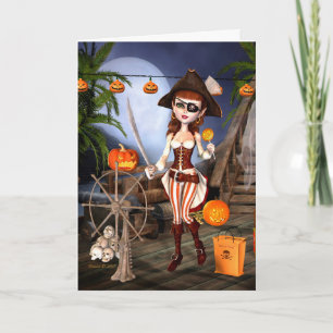 Tarjeta Cute Pirate Chica Halloween Card