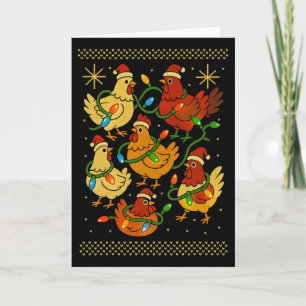 Tarjeta Cute Pollos De Navidad Feos Camiseta De Gallina Fu