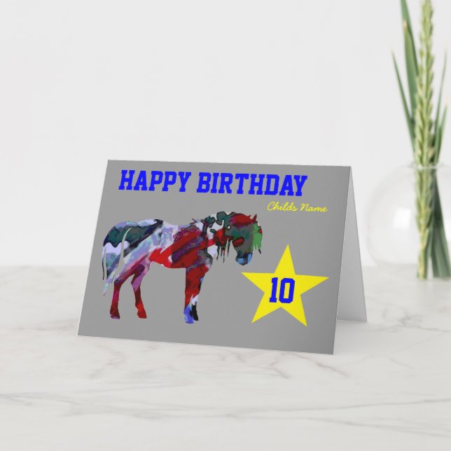 Tarjeta Cute Pony Birthday Card - 10th Birthday Card (Anverso)