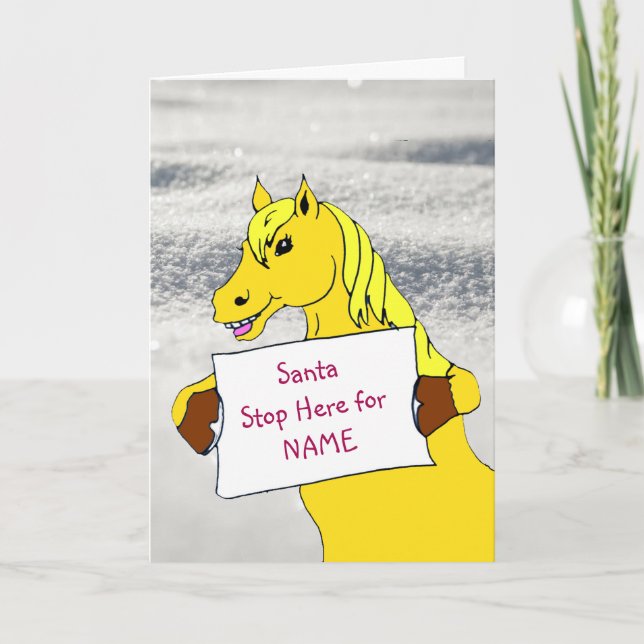 Tarjeta Cute pony de dibujos animados con mensaje de Navid (Anverso)