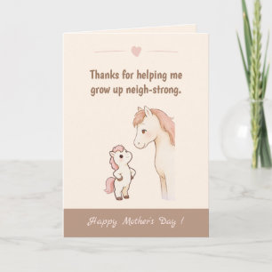 Tarjeta Cute Pony Pun en estilo estético neutral Crece