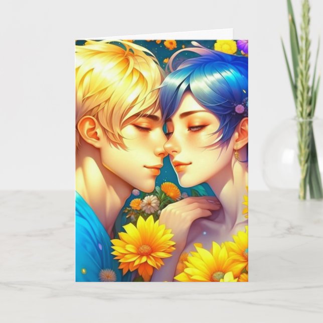 Tarjeta Cute Pop Art Anime Pareja El día de San Valentín (Anverso)