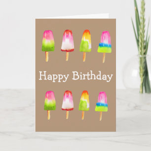 Tarjeta Cute popsicle block Cumpleaños de verano
