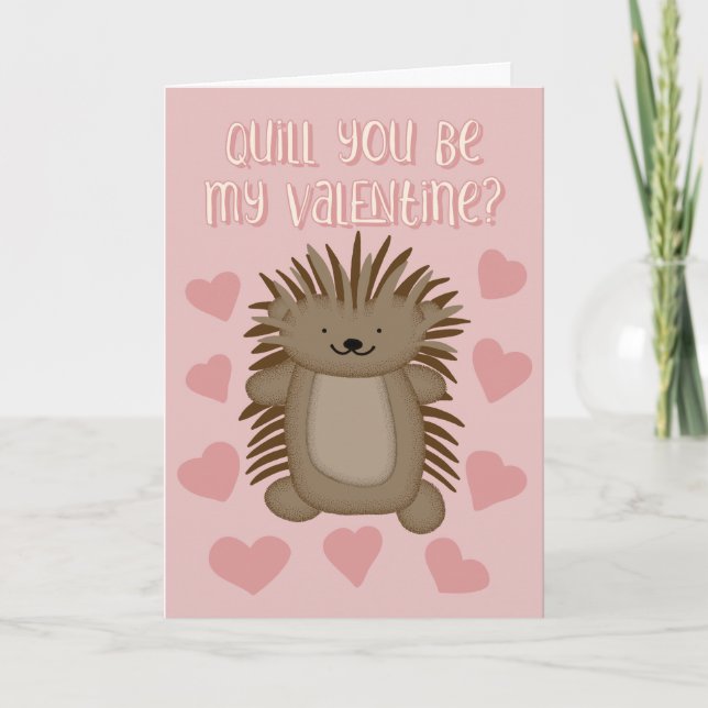 Tarjeta Cute Porcupine Quill Eres Mi Valentín (Anverso)