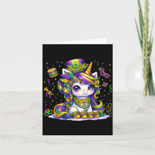 Tarjeta Cute princesa de mardi gras unicornio cuentas muje