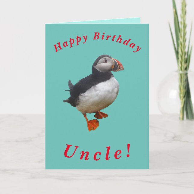 Tarjeta Cute Puffin Birday Card for Uncle (Anverso)