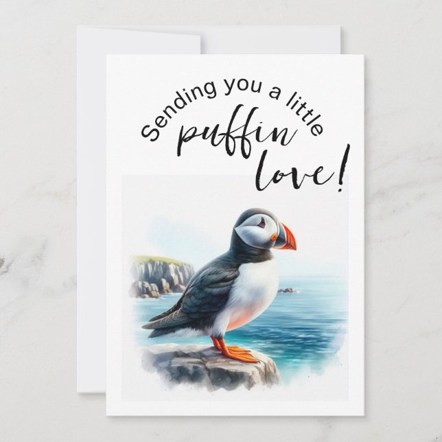 Tarjeta Cute Puffin con tema de tarjeta de vacacio (Anverso)