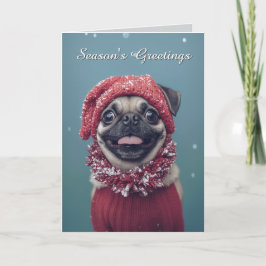 Tarjeta Cute Pug Dog Dog Navidad Card