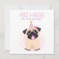 Cute Pug Happy Birday card