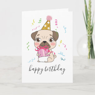 Tarjeta Cute Pug Perro Paws Cumpleaños Personalizado Perso