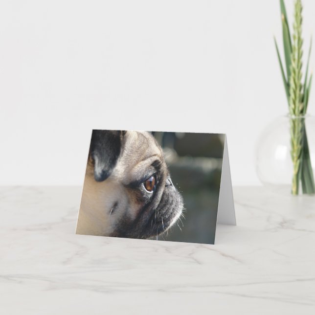 Tarjeta Cute Pug Profile Note Card - Blank (Anverso)