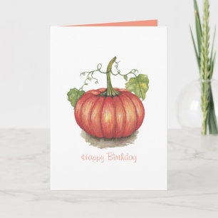 Tarjeta Cute Pumpkin With Vines In Watercolor