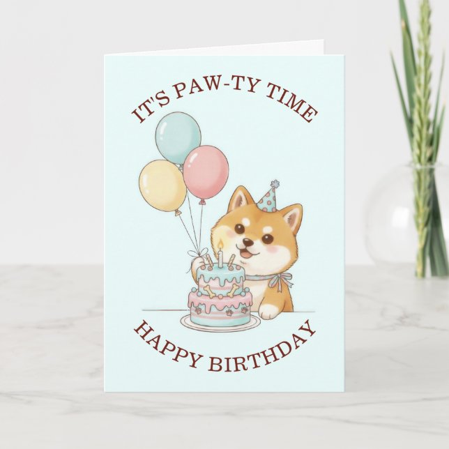 Tarjeta Cute Puppy Dog Birthday (Anverso)
