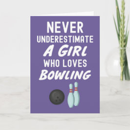Tarjeta Cute Purple Bowling Cards For Baby Girls Kids