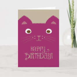 Tarjeta Cute Purple Cat Birday Card