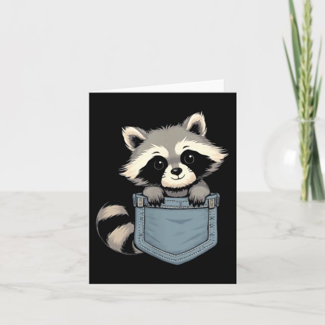 Tarjeta Cute Raccoon Cket Funny For Mens Womens Kids Racco (Anverso)