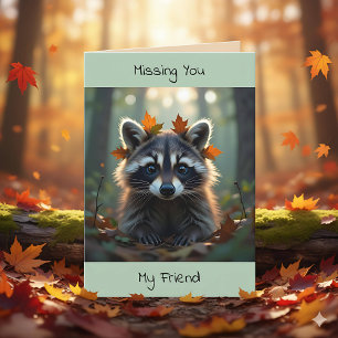 Tarjeta Cute Raccoon   Pensar en ti