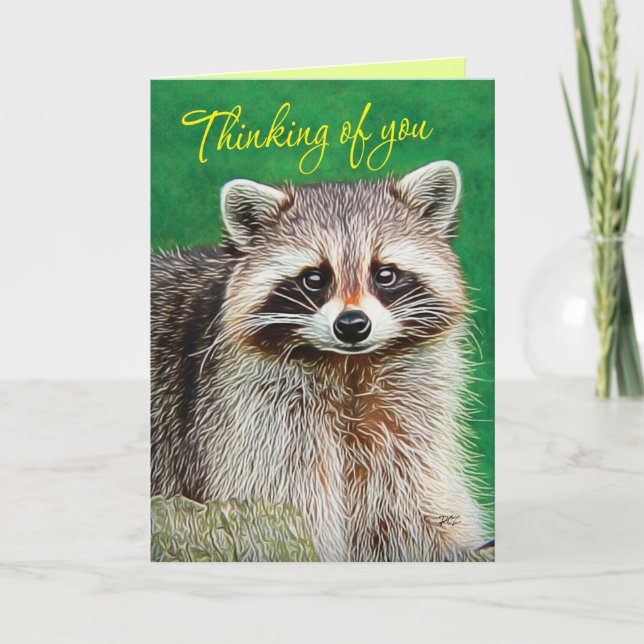 Tarjeta Cute Raccoon Thinking of You Card (Anverso)
