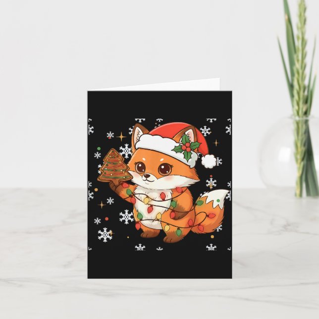 Tarjeta Cute Racoon Lights Tree Cake Funny Xmas Merry Chri (Anverso)