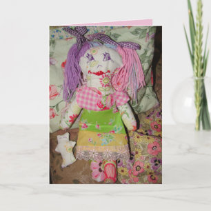 Tarjeta Cute Ragdoll Pequeños Chicas Birday Purple doll Ca