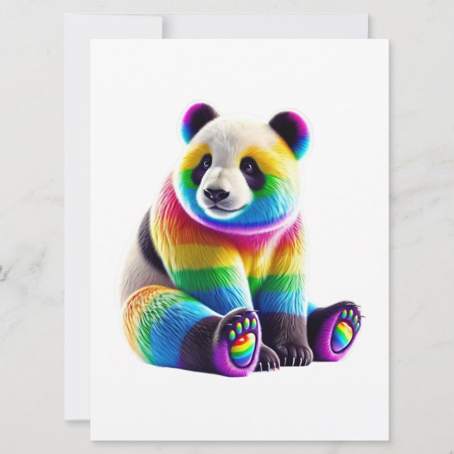 Tarjeta Cute Rainbow Panda (Anverso)