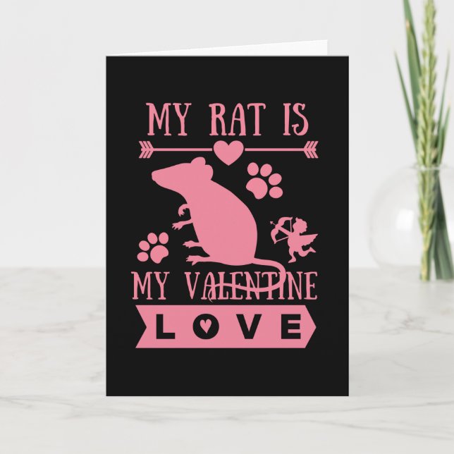Tarjeta Cute Rat & Valentines Day (Anverso)
