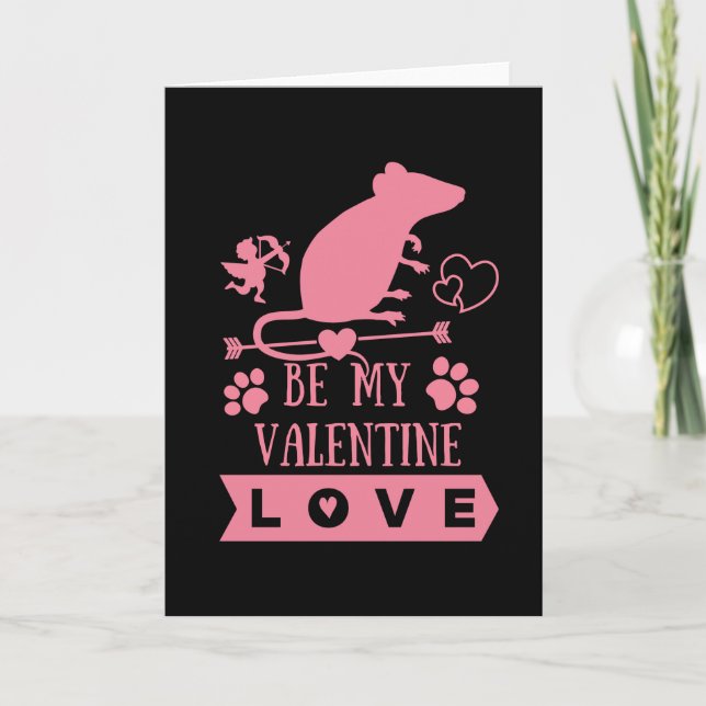 Tarjeta Cute Rat & Valentines Day (Anverso)