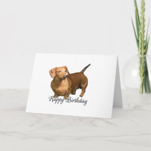 Tarjeta Cute Red Dachshund desea Feliz cumpleaños