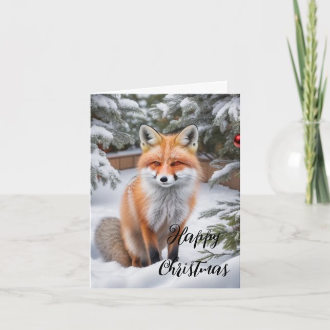 Tarjeta Cute Red Fox Navidades Card (Anverso)