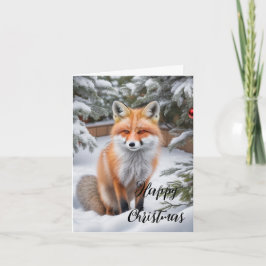 Tarjeta Cute Red Fox Navidades Card