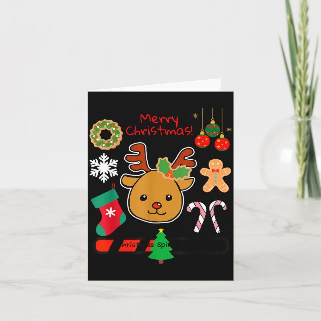 Tarjeta Cute Reindeer Christmas Cartoon Holiday Festive Ar (Anverso)