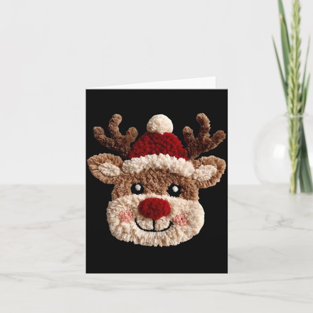 Tarjeta Cute Reindeer Rudolph Crochet Xmas Pajamas Holiday (Anverso)