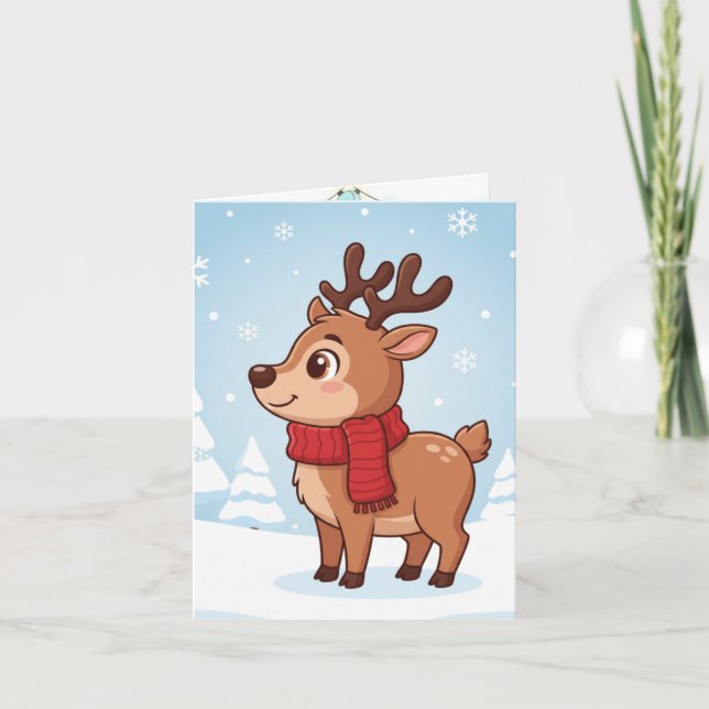 Tarjeta Cute Reno de Navidad (Anverso)
