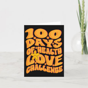 Tarjeta Cute Retro Groovy 100 Días De Health Love Challeng