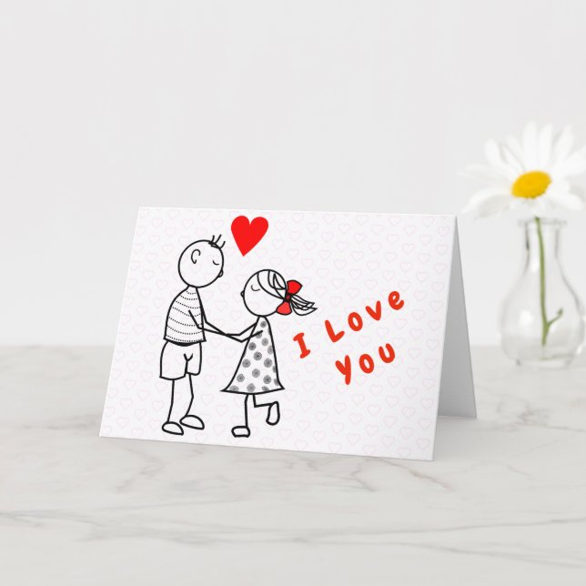 Tarjeta Cute Romantic Couple Love El día de San Valentín C (Planta pequeña)