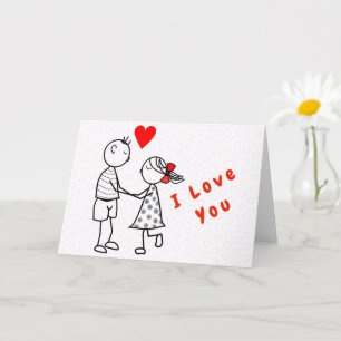 Tarjeta Cute Romantic Couple Love El día de San Valentín C