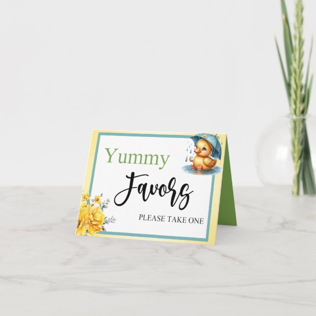 Tarjeta Cute Rubber Duck Yummy Favors Table Card (Anverso)