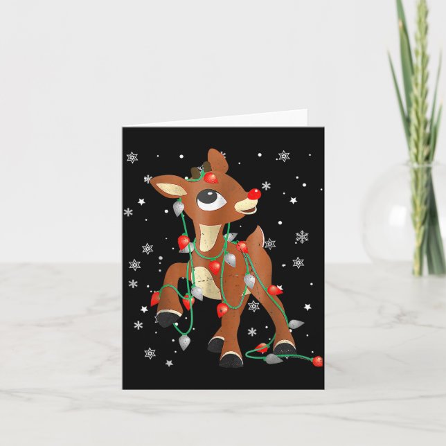 Tarjeta Cute Rudolph The Red Nose Reindeer For Kids Christ (Anverso)