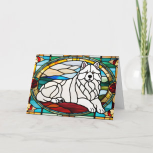 Tarjeta Cute Samoyed Vidrio Emplomado