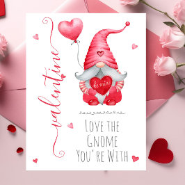 Tarjeta Cute San Valentín ama al Gnome con el que estás