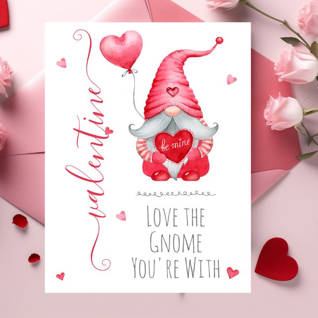 Tarjeta Cute San Valentín ama al Gnome con el que estás (Subido por el creador)