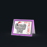 Tarjeta Cute Santa Hat Elephant "Merry Christmas"<br><div class="desc">Púrpura: Personalizar dentro del texto o dejar en blanco. #navidades</div>